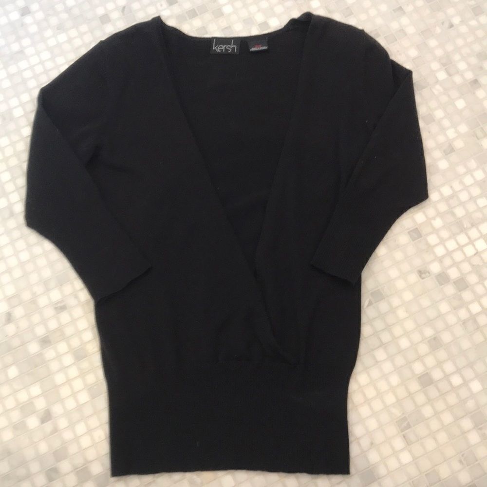 Kersh Black v-neck to waist sweater